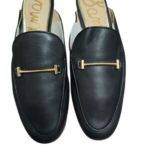 Sam Edelman Black Loafers with Gold Accent